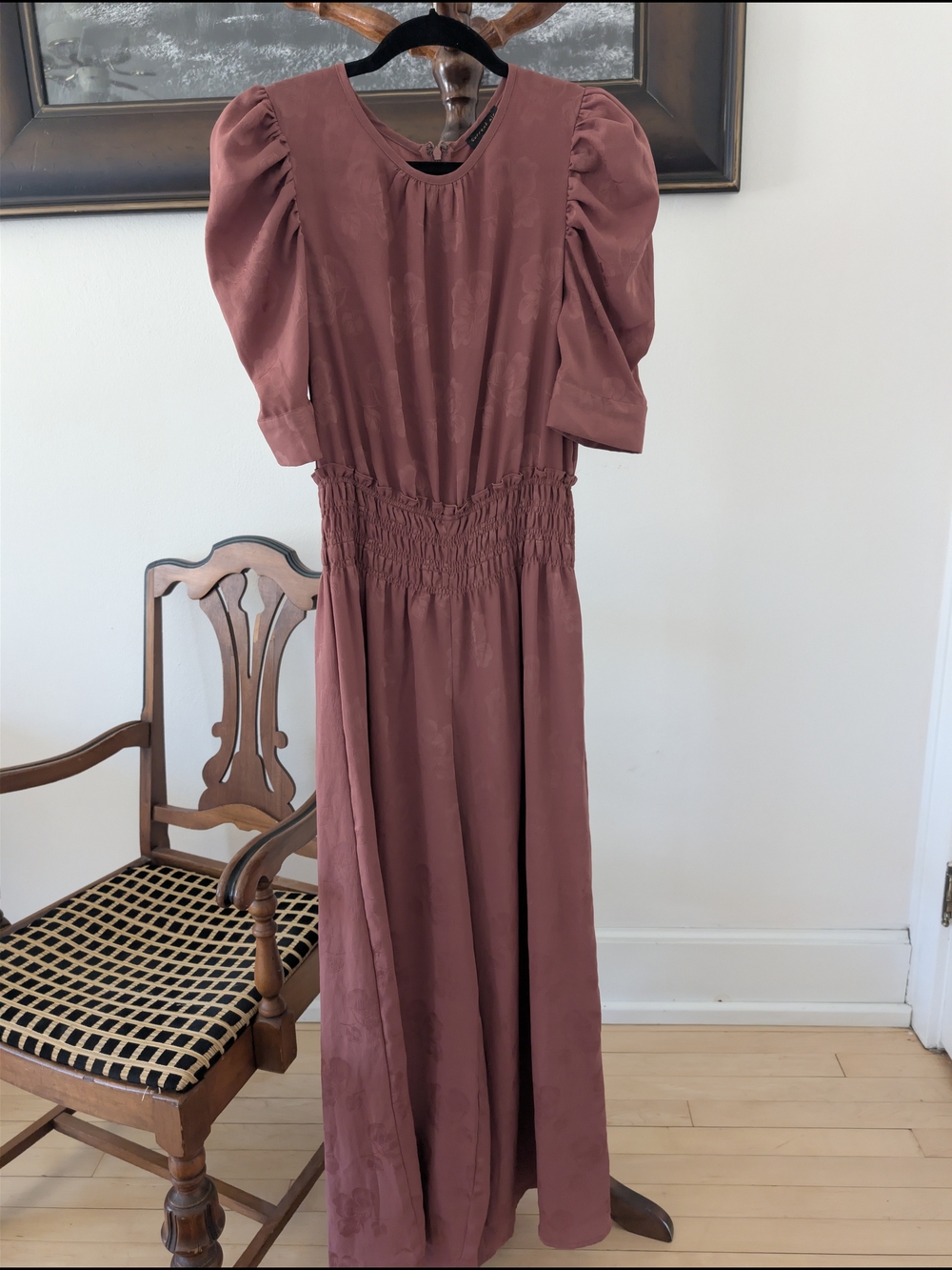 Current Air Rust Puff-Sleeve Wide Leg